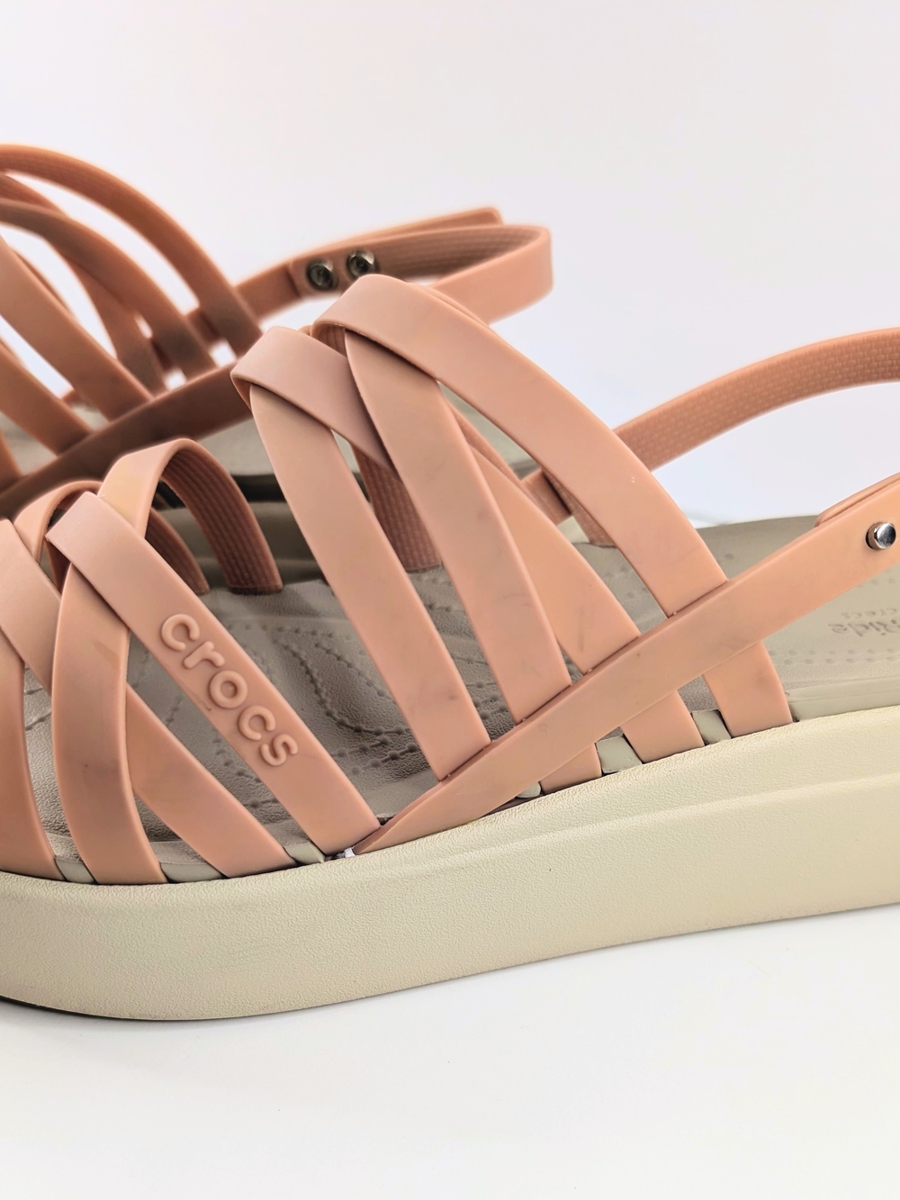 Crocs Literide Brooklyn Strappy Low Wedge Sandal Pale Blush Womens Size 10 - Picture 7 of 8